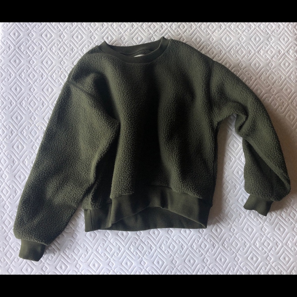 Everlane ReNew Fleece Sweatshirt in Olive Green